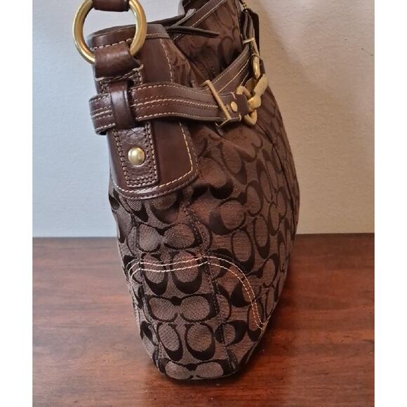 Coach Brown Signature Jacquard Shoulder Bag with Gold Hardware 12460 main image 12